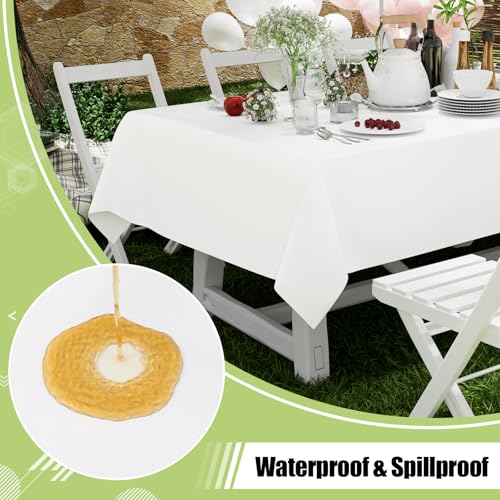 Waterproof Disposable Tablecloths 6-Pack - White 54 x 108 Inch Rectangle