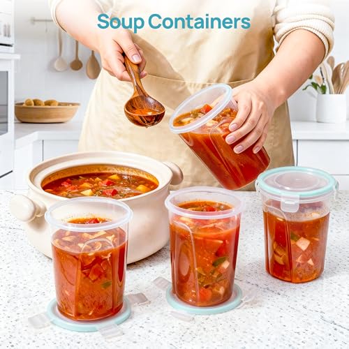 Vtopmart 12 Pack 32oz Deli Containers with Airtight Lids, Soup Containers for Take-out, Plastic Food Storage Containers for Meal Prep, Salad, Fruit, Lunch, Microwave/Dishwasher/Freezer Safe