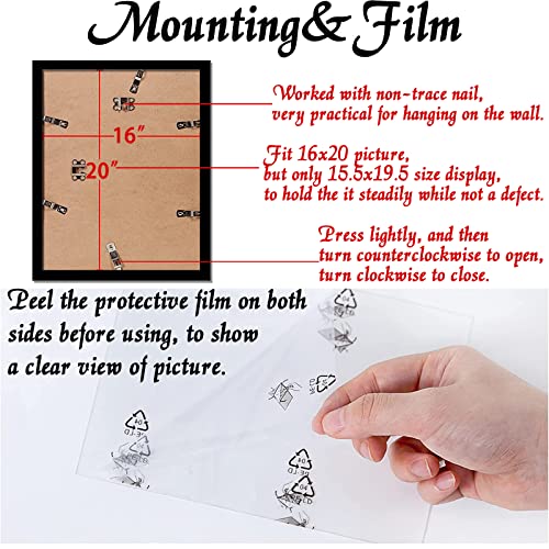 16x20 Picture Frame Set of 3, Black Wall Mount or Tabletop Photo Frames