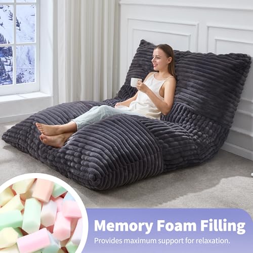 3-in-1 Convertible Bean Bag Chair & Floor Sofa Bed with Washable Cover
