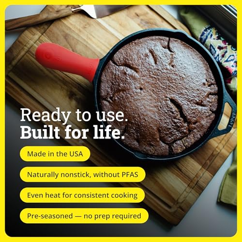 12-Inch Pre-Seasoned Cast Iron Skillet with Silicone Handle Holder