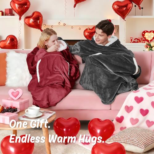 Yescool Oversized Wearable Blanket Hoodie - Red Halloween Gift