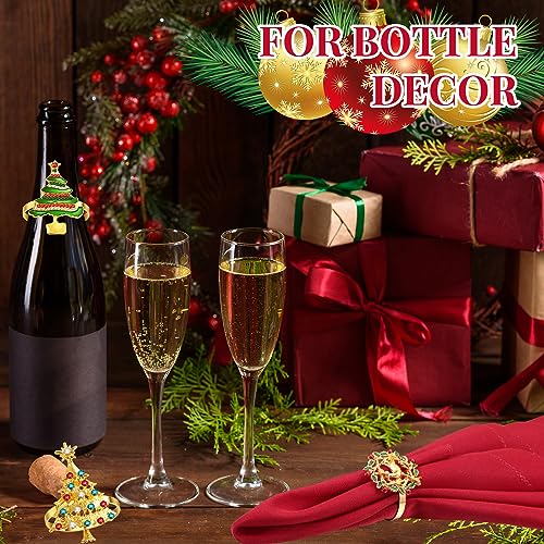 EBOOT 16 PCS Christmas Cloth Napkin & Ring Set with Xmas Tree Elk Stocking