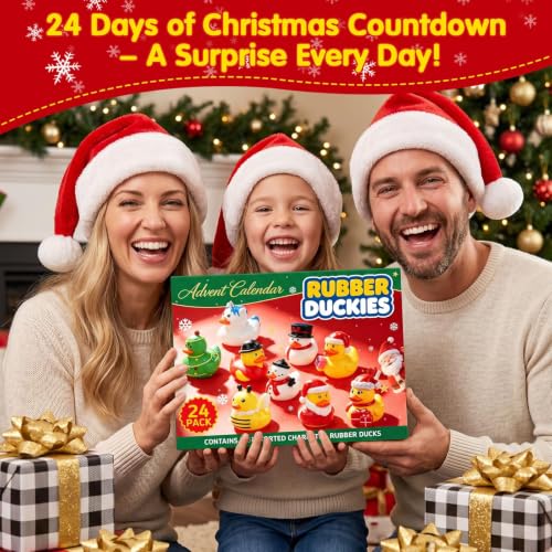 Rubber Duck Advent Calendar - 24 Days Christmas Countdown Bath Toy Set