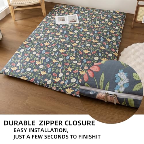 100% Cotton Futon Cover with Zipper - Soft & Machine Washable