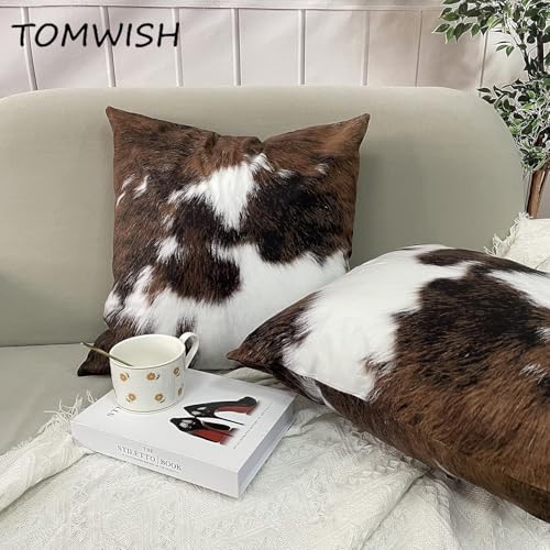 TOMWISH Pack of 2 Christmas Cowhide Print 26x26 Decorative Pillow Covers