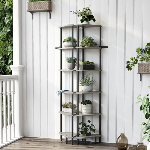 6-Tier Tall Corner Shelf, 66.5-Inch Narrow Standing Bookshelf for Storage