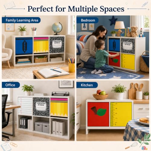 Self-Adhesive Classroom Shelf Curtains - 24 x 24.6 Inch Privacy Cabinet Covers
