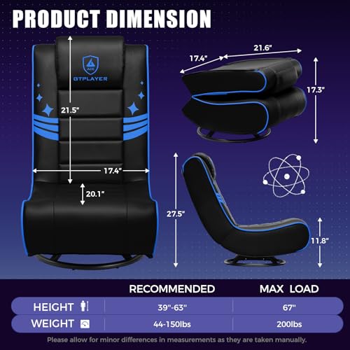 Foldable Swivel Floor Gaming Chair with Ergonomic Cushioning
