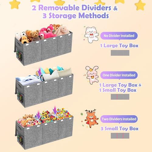 Extra Large Collapsible Toy Chest with Lids and Dividers - 40-Inch Storage