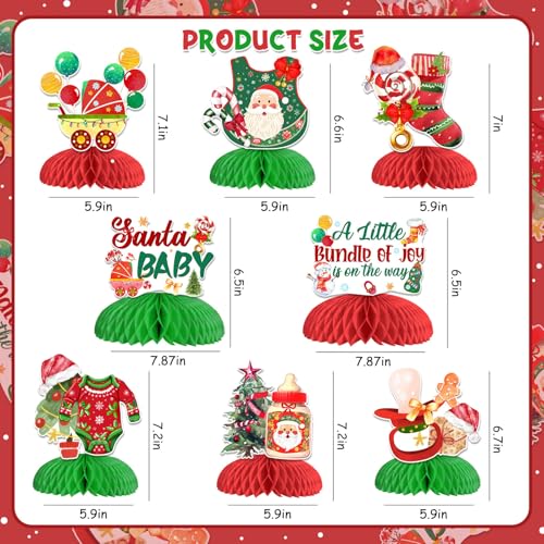 Christmas Baby Shower Honeycomb Centerpieces - Set of 8 Festive Table Decorations