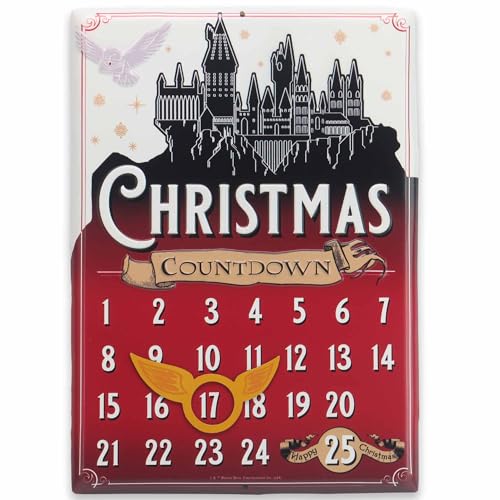 Embossed Metal Christmas Countdown Calendar Sign with Snitch Magnet