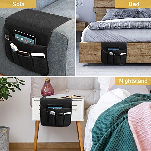 Non-Slip Sofa Armrest Organizer with 5 Pockets for Remote Control & Tablet