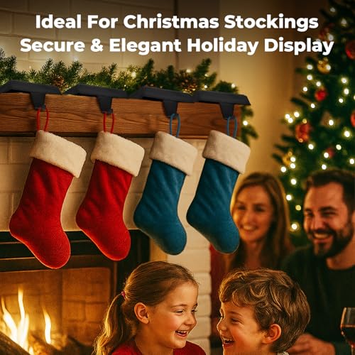 Weighted Christmas Stocking Holders for Mantle - Set of 6 Metal Hangers