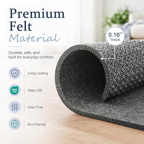 5x7 Non-Slip Rug Pad, Thick Felt Cushioned Liner for Hardwood Floors