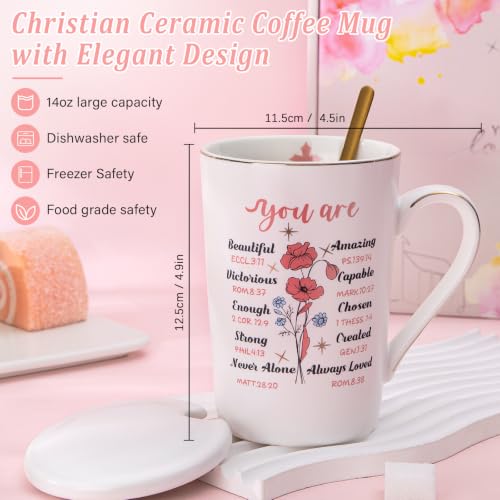 White Christian Gifts for Women, 9-Piece Inspirational Faith Gift Set with Mug & Cross Necklace