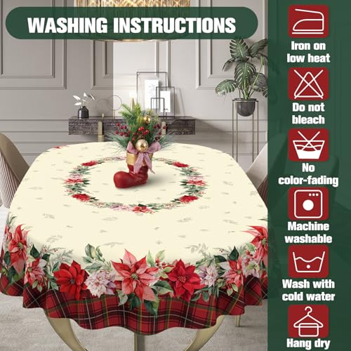 Christmas Tablecloth Waterproof Tree/Holly Table Cloths for New Years