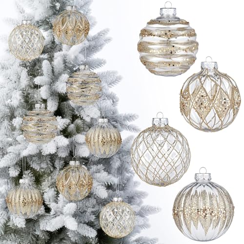 Soulchen Champagne Gold 4 Inch Christmas Ornaments Set - Shatterproof Holiday Decor