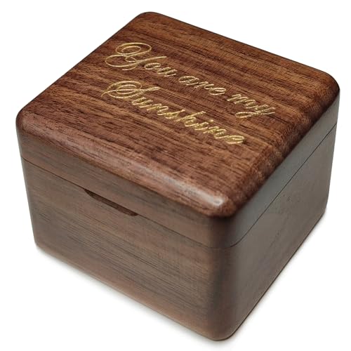 Solid Walnut Wood Music Box - You Are My Sunshine with Photo Frame