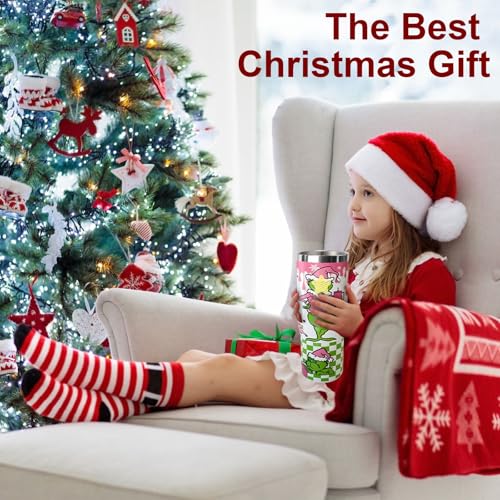 BAISHIDA 30 oz Christmas Stainless Steel Tumbler with Handle & 2 Straws - Leak Proof, Double Insulated Gift