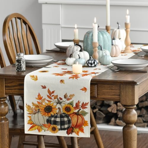 210 GSM Fall Table Runner 13x72 Inch Beige Polyester Home Decor