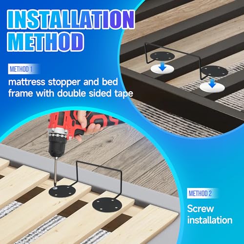 Mattress Retainer Bar for Bed Frame - Anti-Slip Holder (Set of 4)