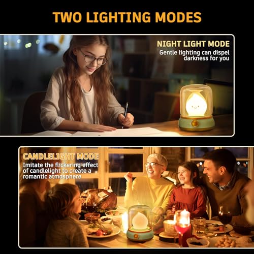 Ghost Campfire Night Light, Dimmable Cordless LED Bedside Lamp for Kids