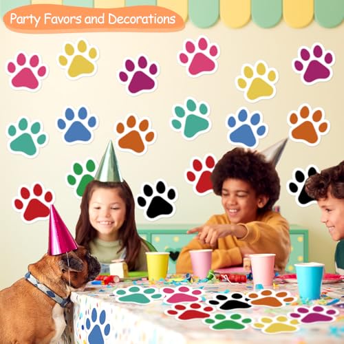 36 Pcs Colorful Paw Print Cutouts, Large Cardboard Bulletin Board Decor