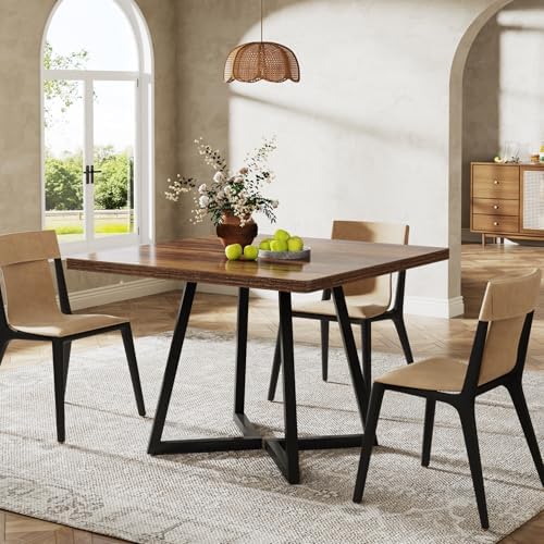 31.5-inch Square Dining Table, Industrial Rustic Wood Kitchen Table for Two