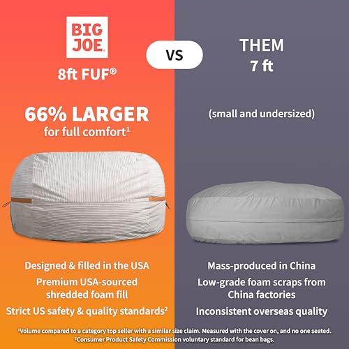Giant 7-Foot Foam Bean Bag Chair, Oversized Plush Lounge Couch
