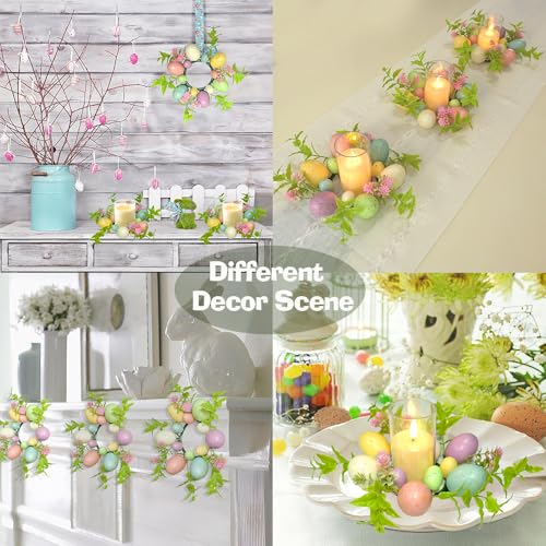 3-Pack Easter Egg Candle Rings - 9" Spring Mini Wreaths for Table Decor