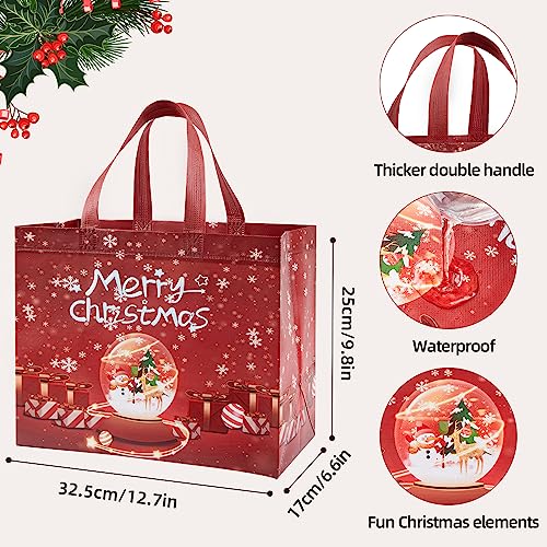 YANGTE 8 Pack Christmas Gift Bags with Handles - Large Holiday Tote Bags for Xmas Party Favors