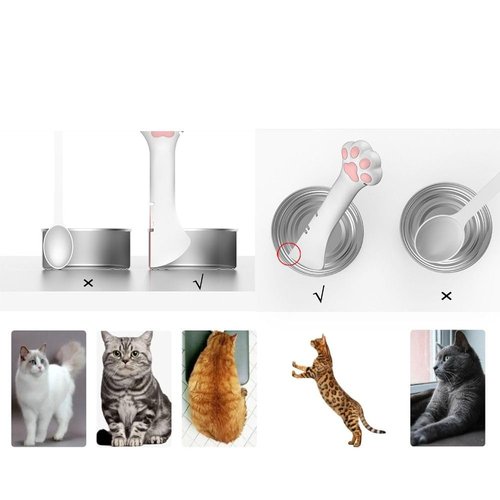 2Pcs Silicone Cat Can Spoon for Wet Food -Long Handle Pet Feeding Spoon with Can Opener Lid - 13cm White