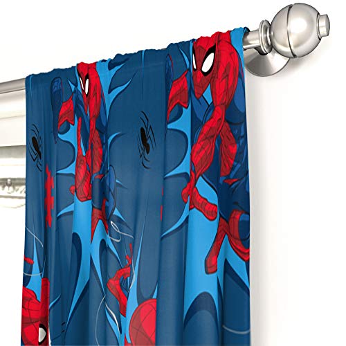 Kids Superhero Character Window Drapes - 84-Inch Curtain Set with Tiebacks
