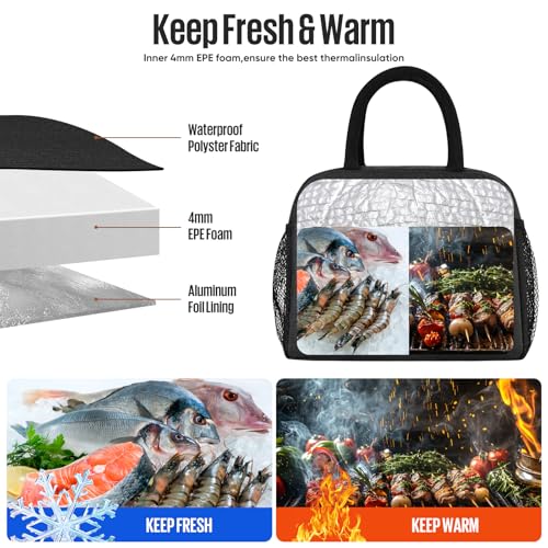 Insulated Lunch Bag Tote with Front Pocket & Bottle Holder for Work & School
