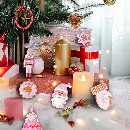 SeBneny Style6 Pink Christmas Tree Ornaments Set - 12PCS Holiday Decorations