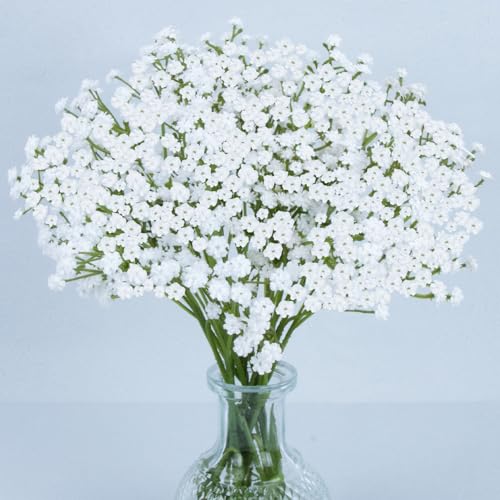White Baby's Breath Artificial Flowers - 6 Pcs Faux Gypsophila Bouquet