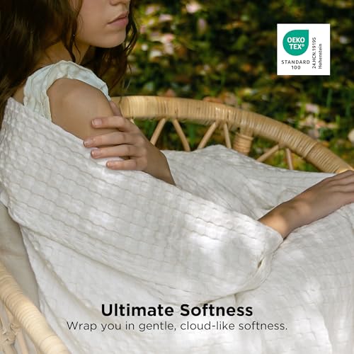 Bedsure Cooling Waffle Queen Blanket - Lightweight Bamboo Cotton Throw
