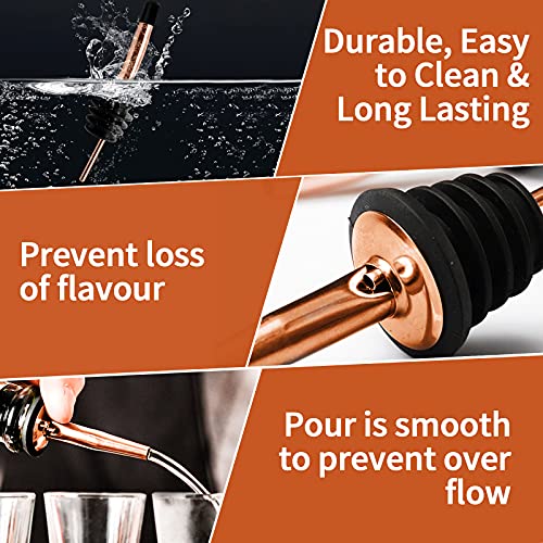 SuproBarware Copper Liquor Bottle Pourers - 8 Pack Stainless Steel Bar Spouts