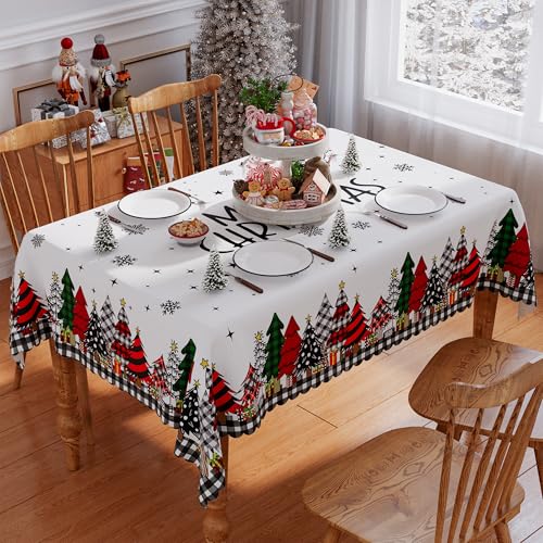 Siilues Christmas Tablecloth 60x104 Inch Rectangular Winter Holiday Decor