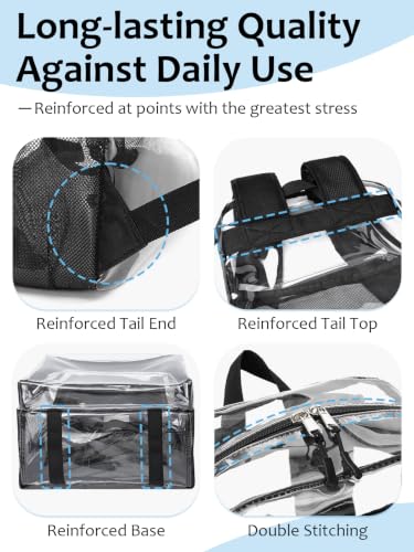 Flowston Clear Backpack for School Heavy Duty Transparent Bookbag