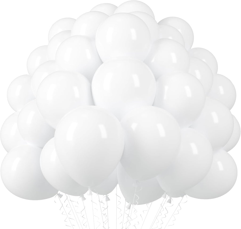 Voircoloria 12-Inch Matte White Balloons - 110pcs for Weddings, Birthdays, and Celebrations