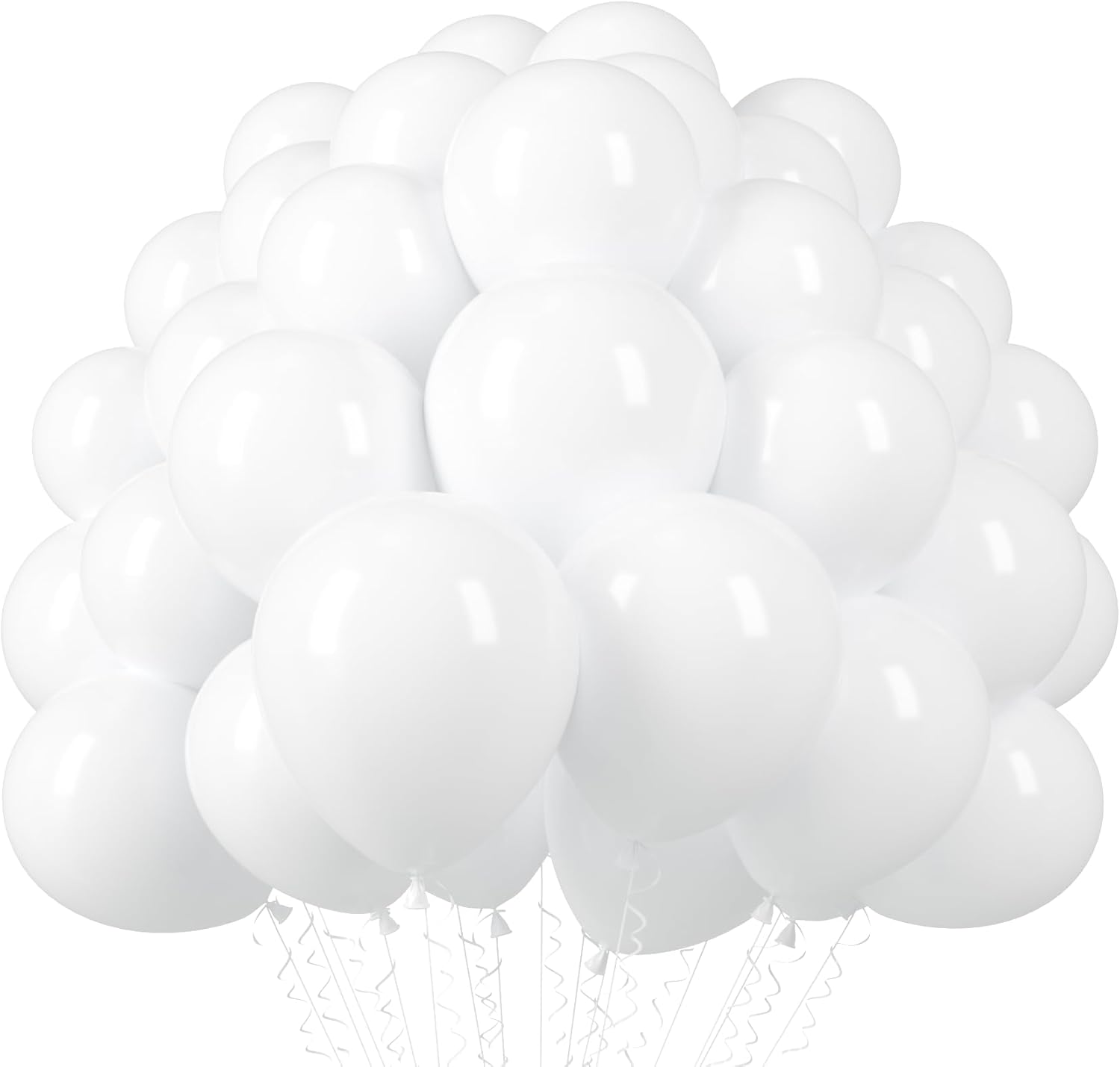 Voircoloria 12-Inch Matte White Balloons - 110pcs for Weddings, Birthdays, and Celebrations