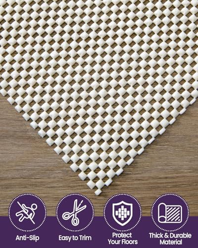 Non-Slip Rug Pad for Hardwood and Tile Floors, 3x8 Thick Cushioned Padding
