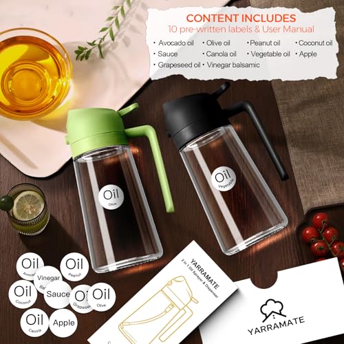 2-in-1 Glass Olive Oil Sprayer and Pour Dispenser Bottle for Cooking (16 oz)