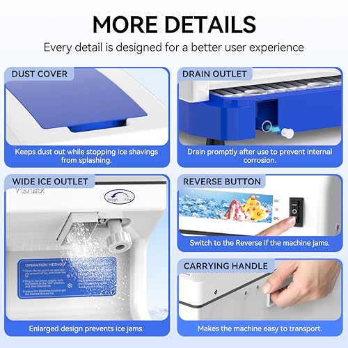 Vtsmax 2.3Qt Ice Shaver Machine 250W Snow Cone Maker for Commercial Use