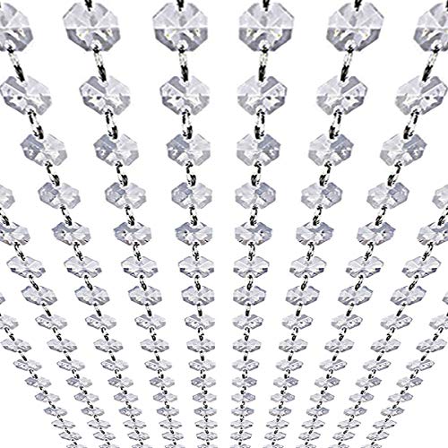 33ft K9 Crystal Glass Garland Strands - 14mm Clear Octagon Bead Chain