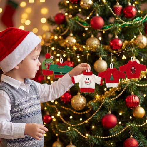 Harrycle Embroidery 14 Pcs Crochet Ugly Christmas Sweater Ornaments Kit