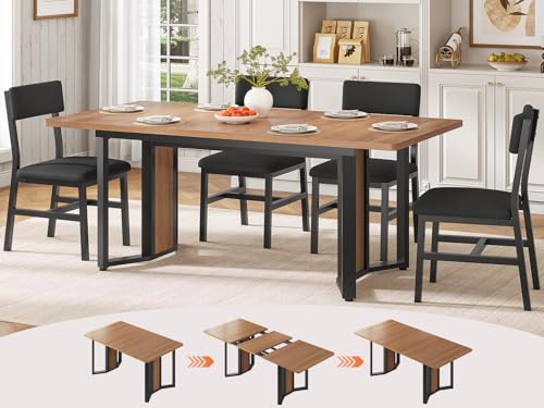 5-Piece Extendable Dining Table Set with 4 Cushioned Chairs, 63-Inch