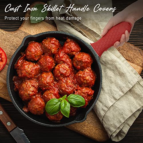 Joyhalo 6 Pack Cast Iron Handle Covers - Heat-Resistant Silicone, Non-Slip, Wine Handle Cover Set